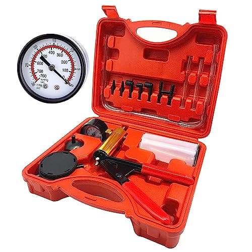 2 in 1 Brake Bleeder Kit, 16 Pcs Hand Held Vacuum Pump Tester with Gauge Jar Adapters Protected Case, Auto Manual Brake Fluid Brake Bleeding Kit Tool for Car Automotive Bike Motorcycle Motorbike Truck