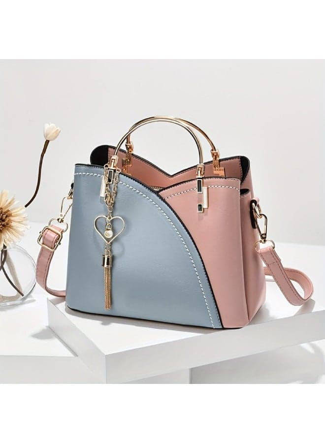 Women's Versatile Contrast Color Crossbody Bag, Ladies Large Capacity Shoulder Bag Handbag, Exquisite Tote Bags, Adjustable and Detachable Clutch Bag, Fashion Daily Commuting Sling Bag for Girls College Students