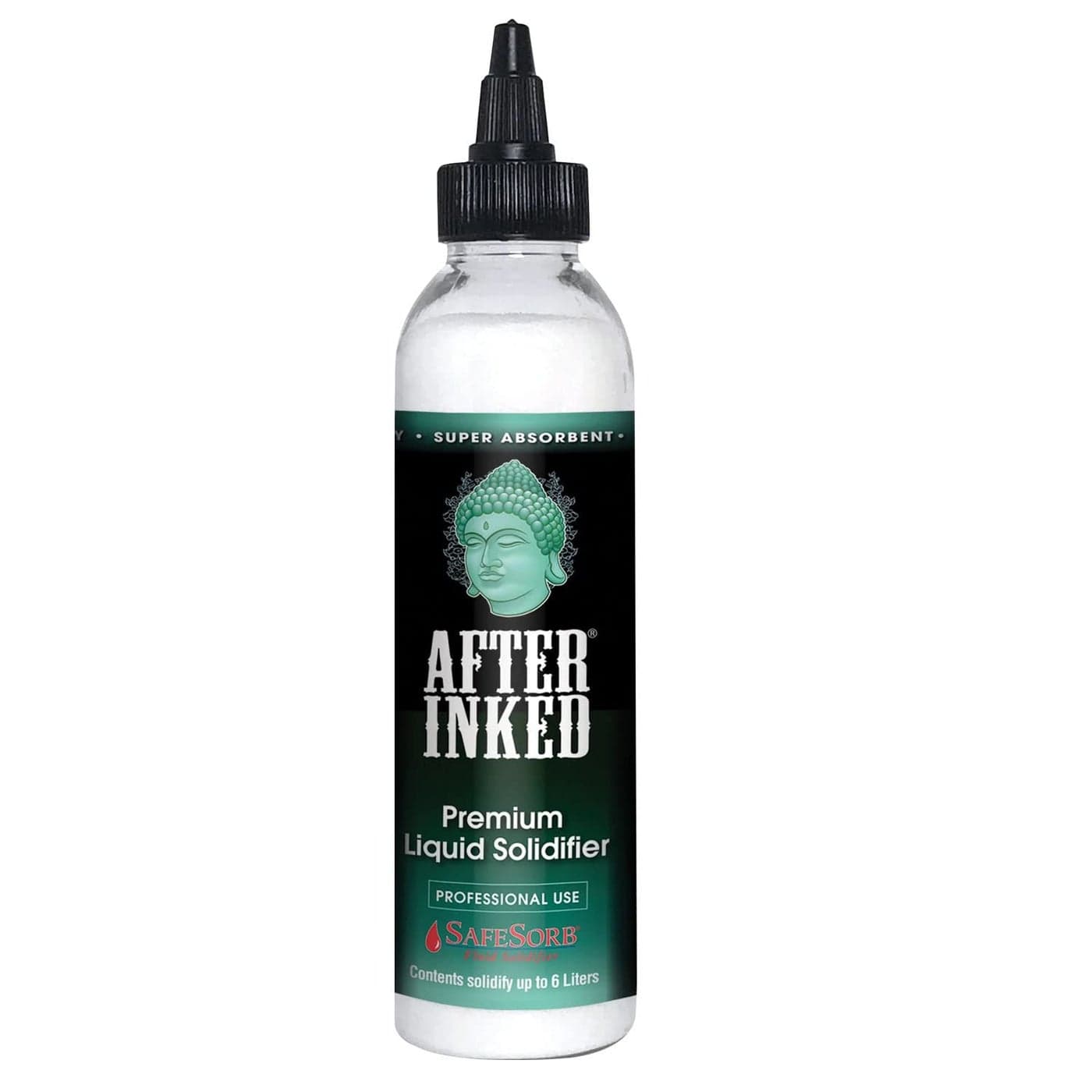 After Inked Liquid Solidifier - Fast & Super Absorbent Polymer Powder for Tattoo Ink, Paint Hardener for Disposal, Easy to Use Liquid Tattoo Solidifier for Cleaning - 1 pc Bottle to solidify up to 6L
