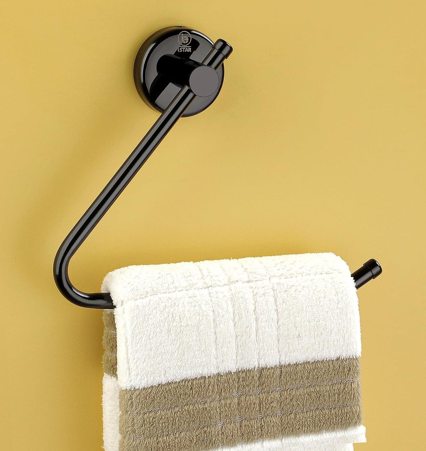 iSTAR Stainless Steel Towel Ring/Napkin Ring/Towel Holder/Towel Hanger/Towel Holder for Washbasin and Napkin Holder Stand for Kitchen, Bathroom (Black Finish, Pack of 1)