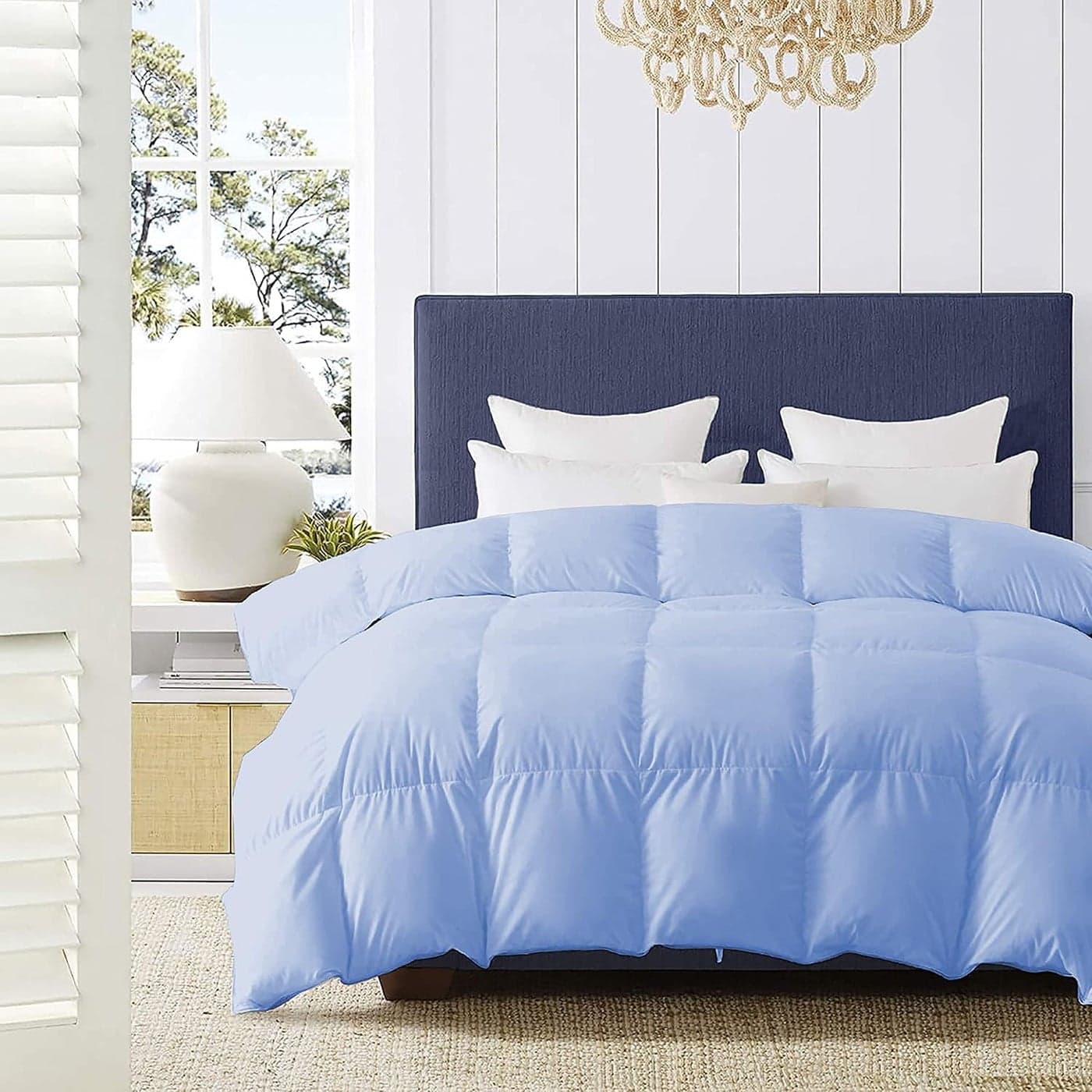 Indian Kingdom 500 GSM Winter Proof Comforter Premium Collection Quilted Comforter 90 x 90 Inches228cm x 228cm Queen Size ComforterSky Blue