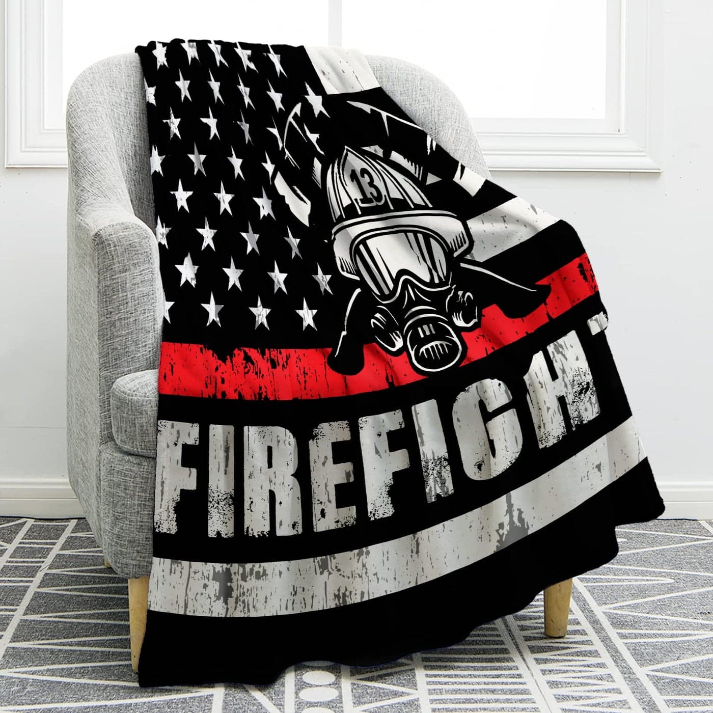 Jekeno Firefighter Blanket Gifts for Fireman Men Boy Dad Husband Son Friend Adult Home Bedroom Living Room Decor Soft Cozy Lightweight Plush Throw Blankets 60x80