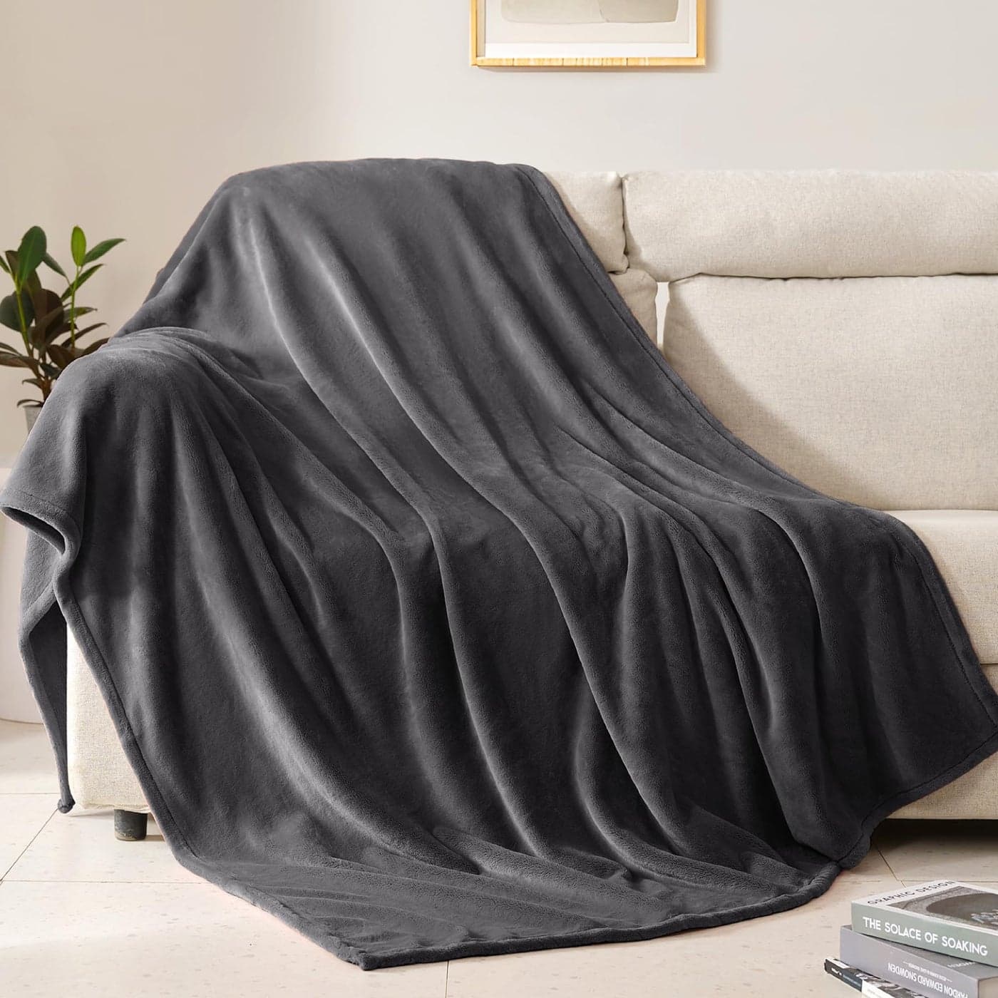 BEAUTEX Fleece Blanket Twin Size Grey Blanket Throw Super Soft Flannel Blanket Lightweight Fuzzy Plush Throw for Couch Sofa or Bed All Seasons Graphite Grey 60 x 80