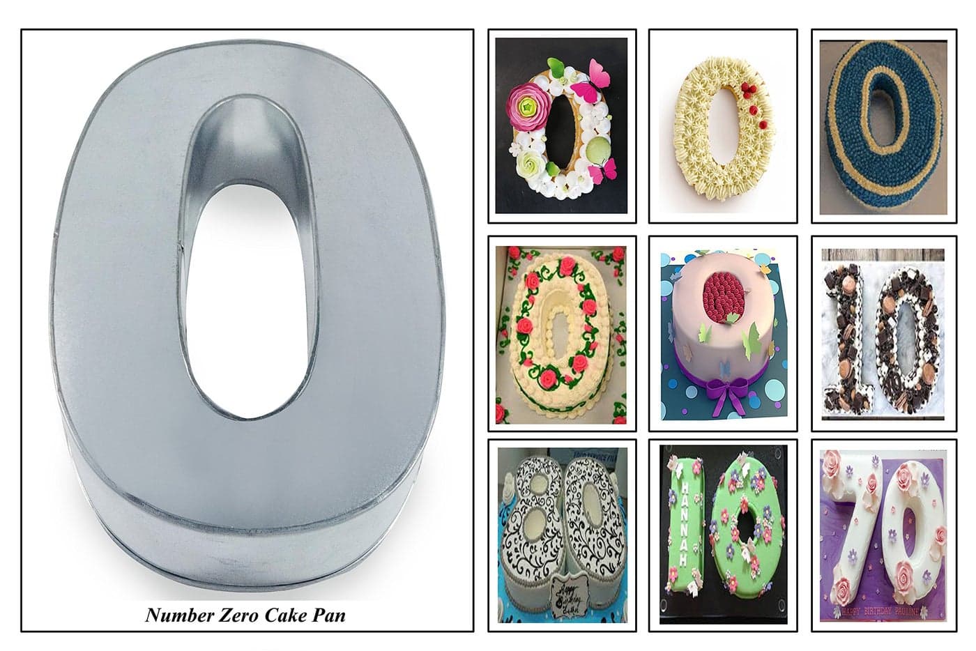 EURO TINS Small Number Wedding Birthday Anniversary Cake Baking Pan/Tin 10" X 8" (0) Silver