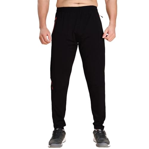 TECHNOSPORT Men's Polyester Slim Fit Plus Size Solid Track Pant for Running, Workout & Sports - (MPOR25BLK_Black_3XL)