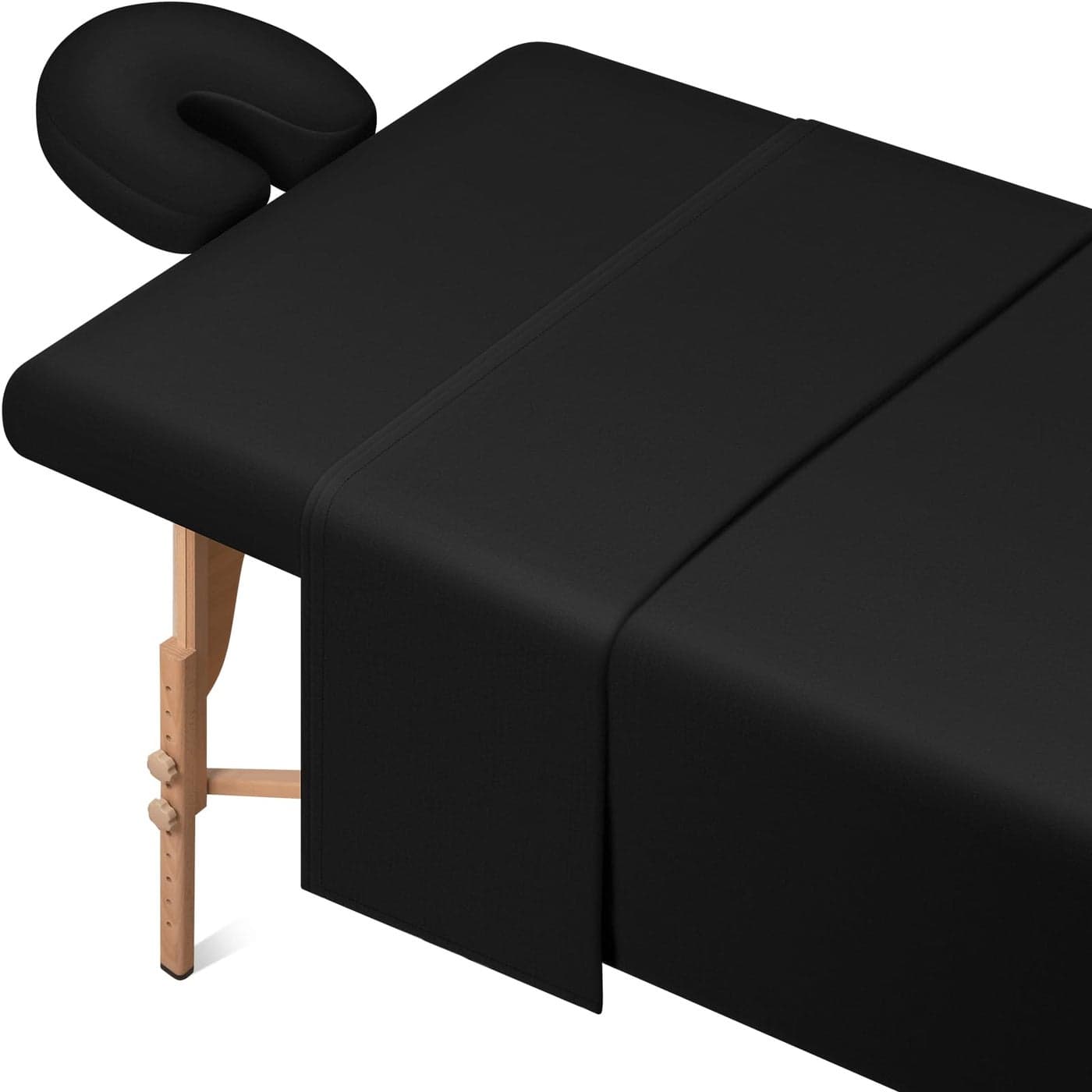Comfyanno Massage Table Sheets Sets 3 Pcs Brushed Microfiber Massage Bed Cover Sheets Soft LightWeight Stain Wrinkle Resistant Includes Flat Fitted Sheet Face Cradle Cover Black
