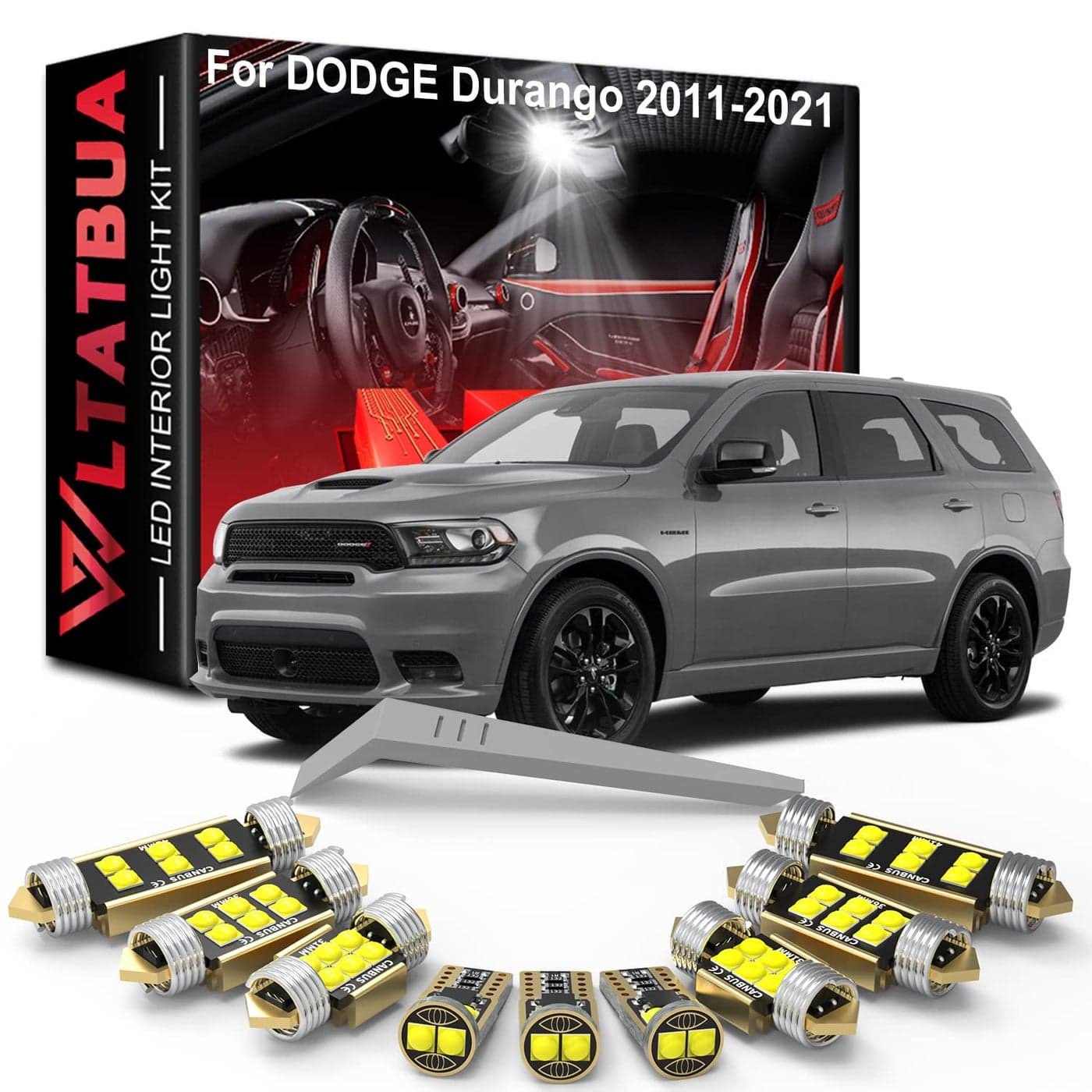 WLTATBUA LED Interior Light Kit Package Replacement for Dodge Durango 2011 to 2014 2015 2016 2017 2018 2019 2020 2021 2022 Super Bright 6000K White License Plate Bulbs Install Tool