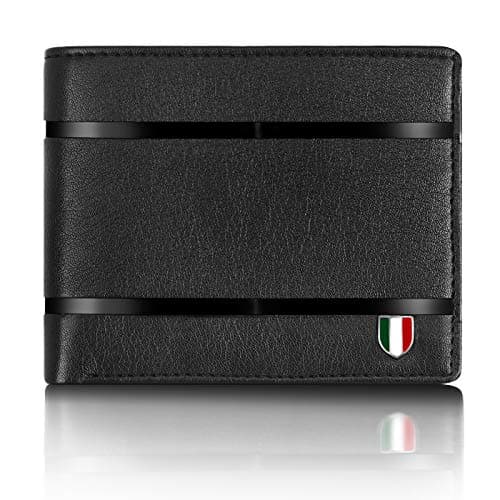 GIOVANNY GVN-2LINBLK01 Black Genuine Leather Wallet for Men