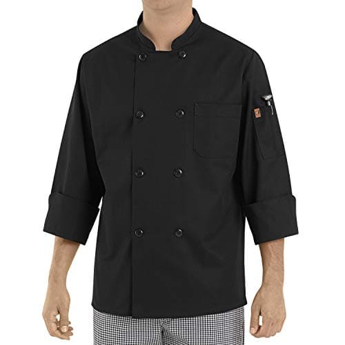 Chef Designs mens Eight Pearl Button chef Coat Button Down Shirt, Black, XX-Large US