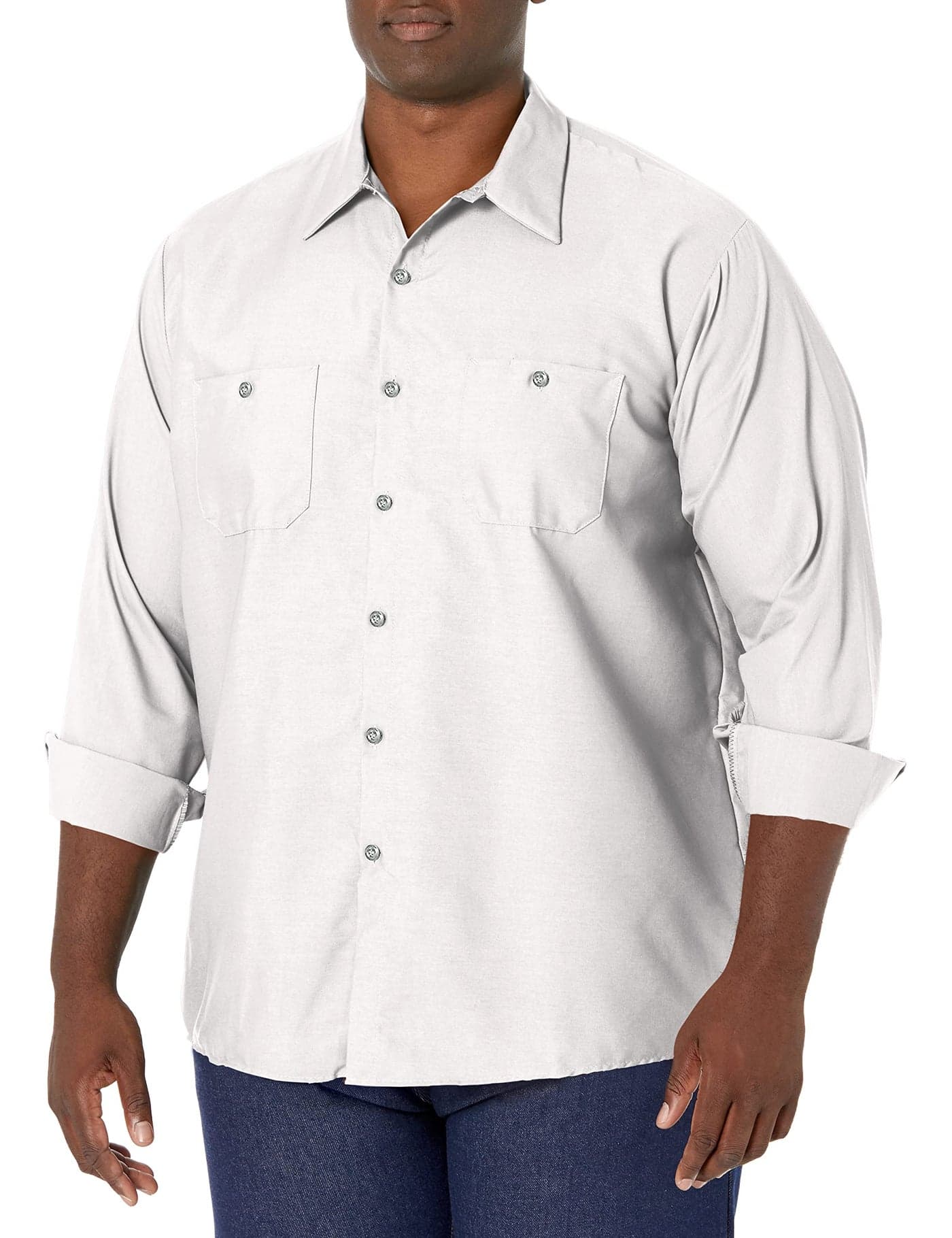 Red Kap Men's Industrial Work Shirt, Regular Fit, Long Sleeve, White, X-Large