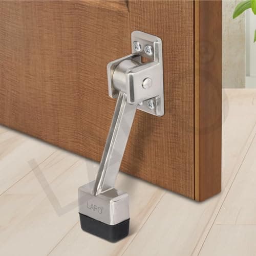 LAPO Premium 5-Inch Rubber Door Stopper with Screw | Heavy Duty Wooden Door Stopper for Home, Office, Hotel | Matt Finish | Strong Grip Door Holder for All Surfaces (Pack of 1)