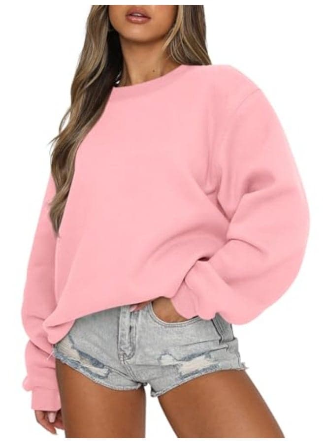 Womens Sweatshirts Crewneck Fleece Oversized Pullover Sweaters Fall Winter Cute Tops