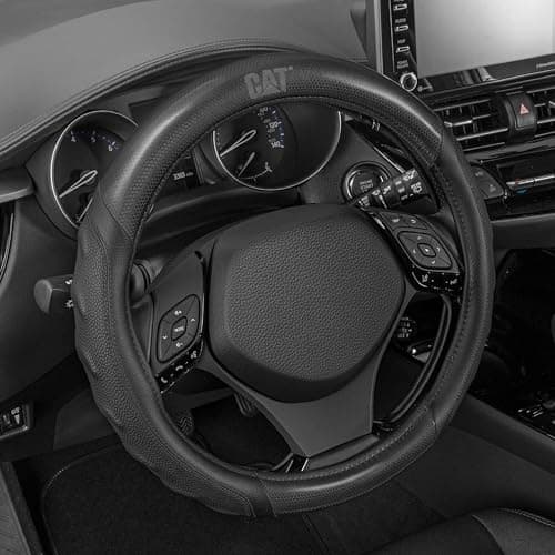 Cat® HexSport Black Carbon Fiber Steering Wheel Cover, Standard 15 inch Size, Durable and Comfortable with Advanced Grip, Car Steering Wheel Cover for Auto Truck Van SUV