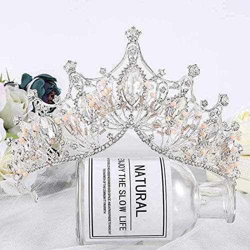 Gangel Baroque Costume Wedding Crowns Queen Tiaras Vintage Crowns Rhinestone Bride Wedding Crown Crystal Tiara Pricess Hair Accessories for Women and Girls (SILVER)