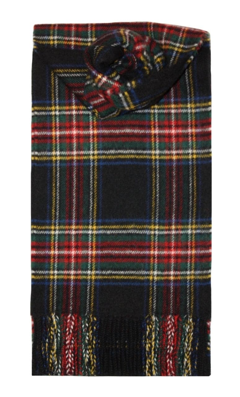 Stewart Black Tartan Scarf Modern Lambswool