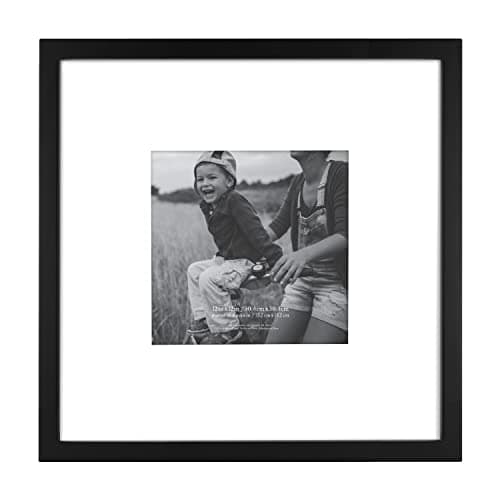 MCS East Village 12x12 Matted Square Picture Frame with 6x6 Photo Display, Black Wall Hanging Frame for Photos & Posters (1-Pack)