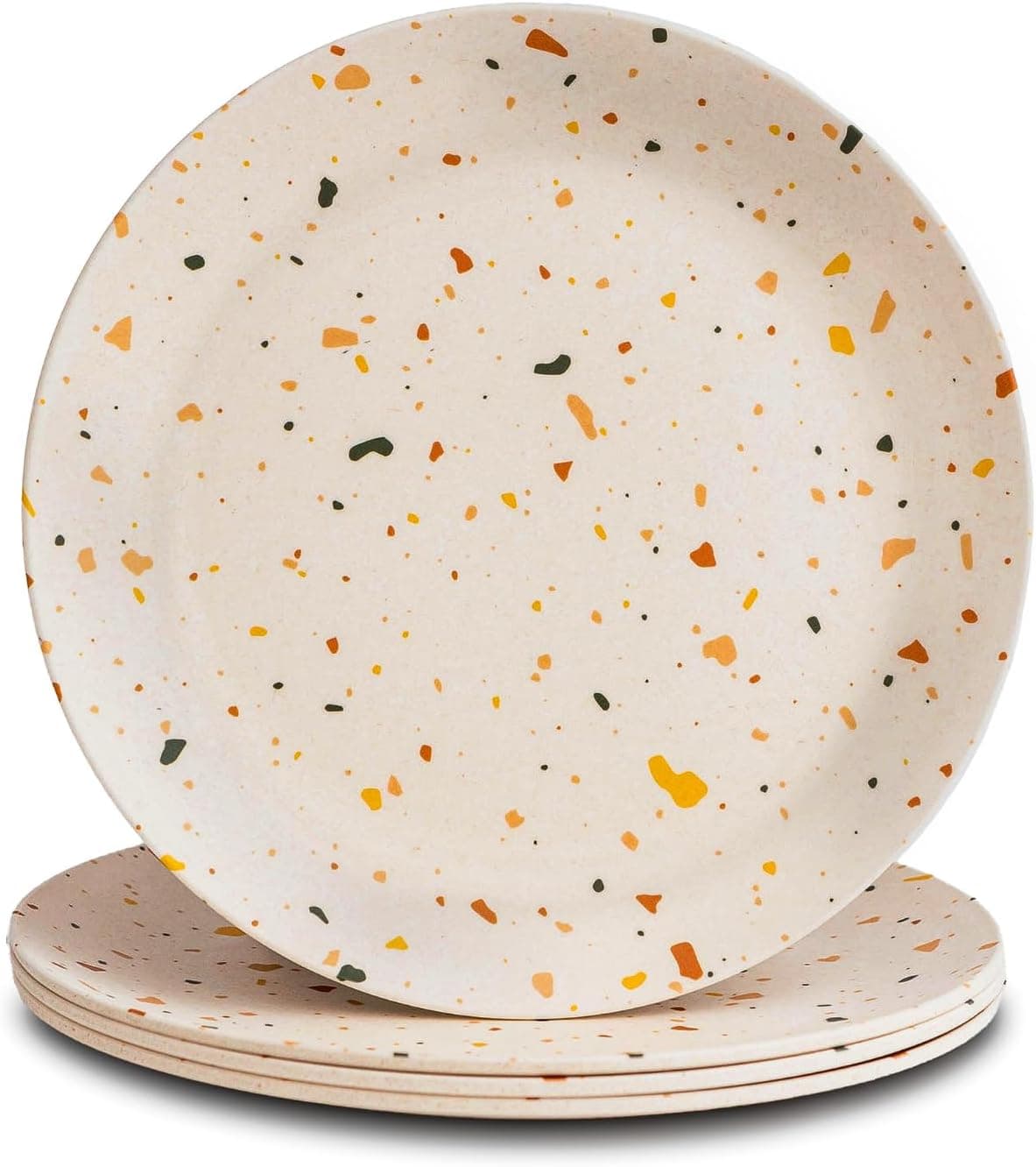 Nook Theory 4 Pack Reusable Bamboo Plates NonToxic Toddler and Kids Plate Dishwasher Safe Not Microwavable Dinnerware Celebration 8