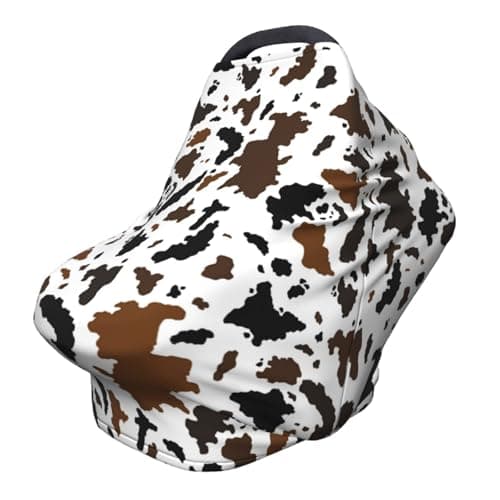 Brown Cow Print Western Baby Stuff Car Seat Covers MultiUse Car Seat Canopy Carrier Cover Breathable Breastfeeding Cover Boys Girls