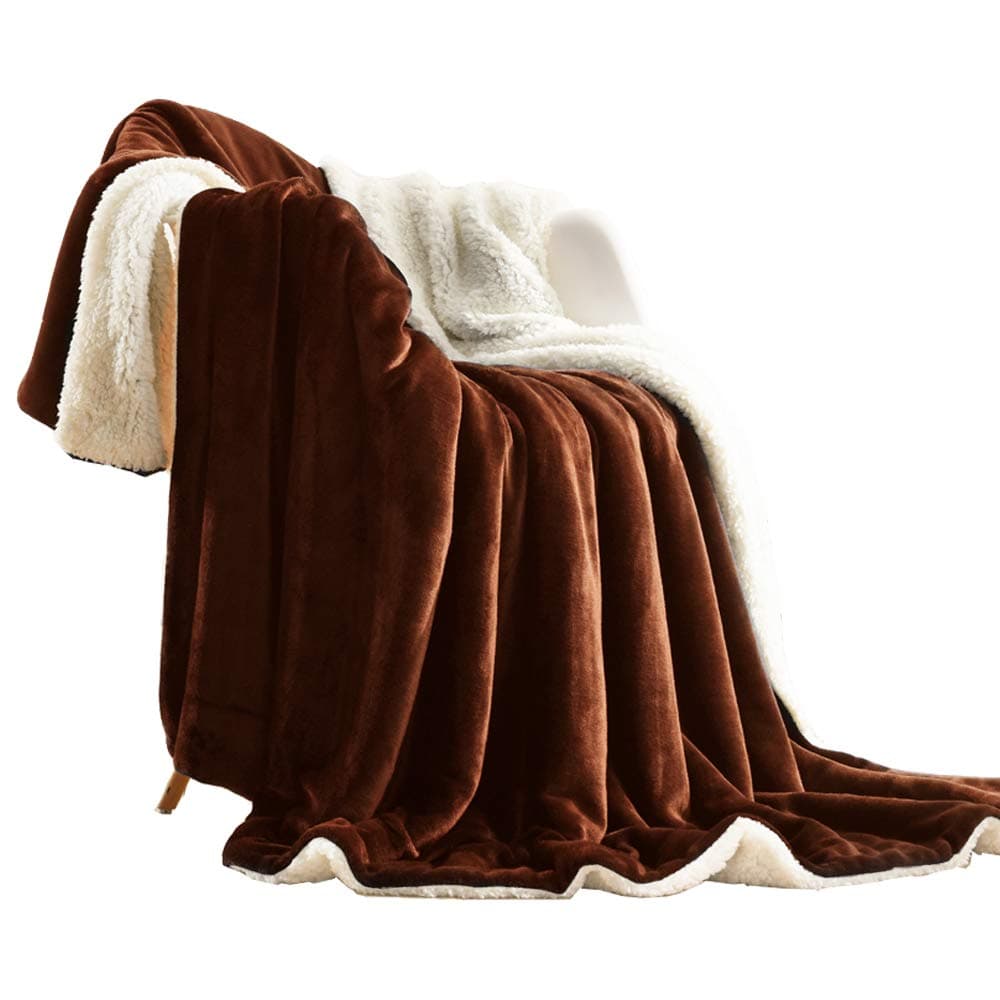 NANPIPER Sherpa Blanket Warm Blankets for Winter Super Soft Fuzzy Flannel FleeceWool Like Reversible Velvet Plush Couch Blanket LightweightBrown Throw Size 50x60