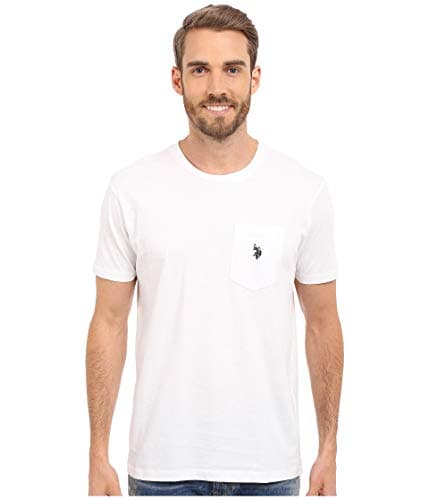 U.S. Polo Assn. Men's Crew Neck Pocket T-Shirt with Small Pony, White, Large