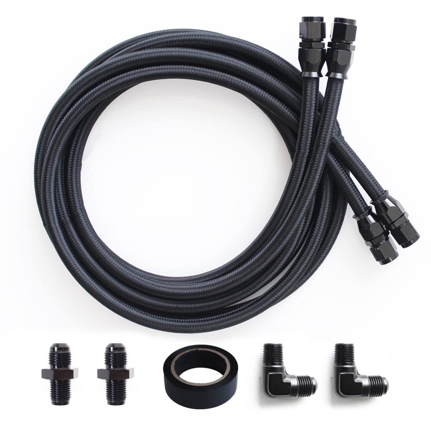 6AN Transmission Cooling Line Hose Compatible with 4L60 700R4 TH350 TH400 7 Ft Long Hose Fitting Nylon Stainless Steel Braided Lines