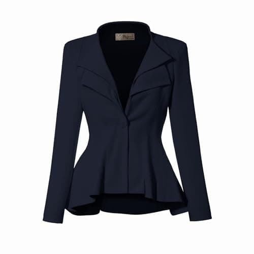 Hybrid & Company Women Double Notch Lapel Office Blazer JK43864 1073T Navy X Small