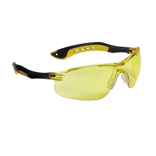 3M Flat Temple Safety Eyewear, Impact-Resistant, Blocks 99.9% of UV, Amber Lens, Scratch-Resistant Coating, Lightweight & Durable Design, Sleek Design Safety Glasses, 1 Pack (47013H1-DC)