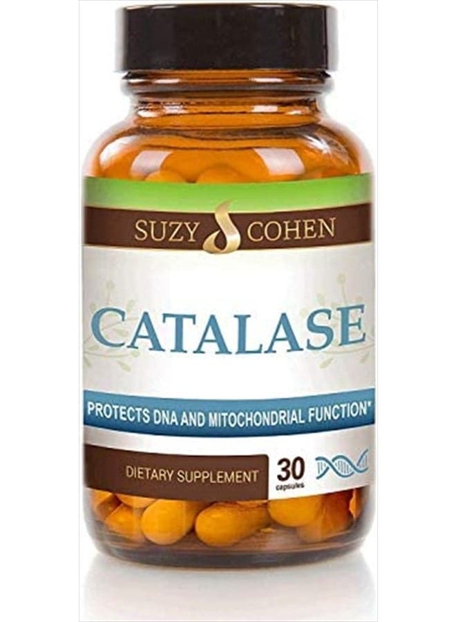 Suzy Cohen Catalase 12,500 Catu Dietary Supplement, Liver Enzyme, Neutralize Hydrogen Peroxide, Supports Healthy Skin, Hair, Blood, Cholesterol, 30 DR Caps