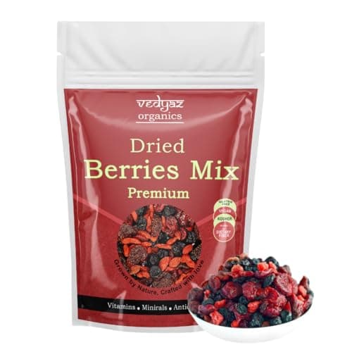Vedyaz Organics Dried Berries Mix 200gm - Mix of Blueberry, Goji berry, Strawberry & Cranberries Dry fruits - Rich in Nutrients & Antioxidants