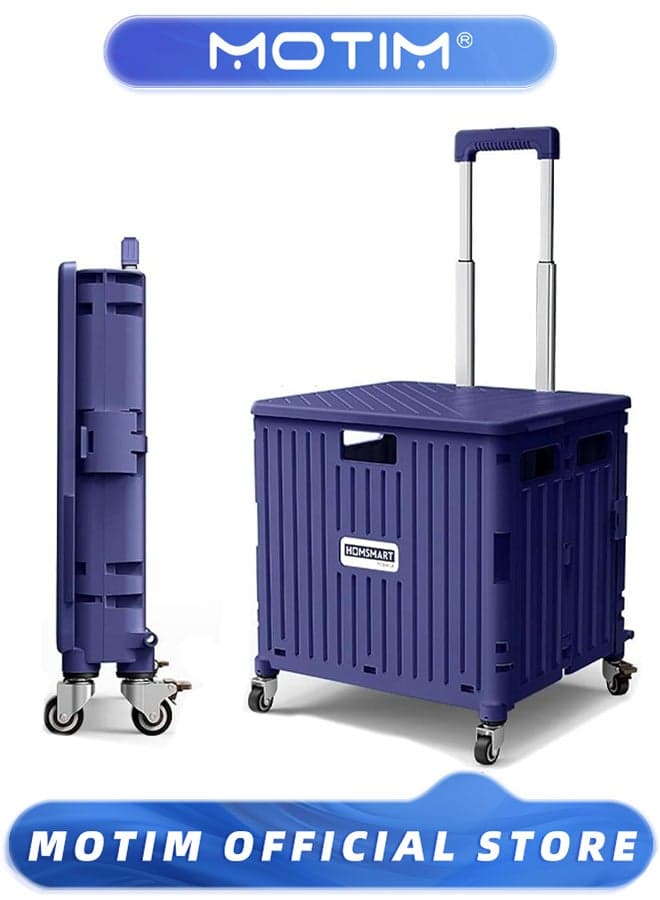Large 65L Folding Collapsible Storage Box 360° Stair Wheel Collapsible Cart for Moving & Storage & Office