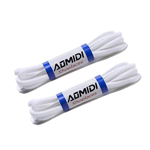 AOMIDI 2 Pair Shoelaces Oval Half Round 1/4" Shoes Lace for Sneakers and Casual shoes Shoelaces Replacements (36" inches (91 cm), White)