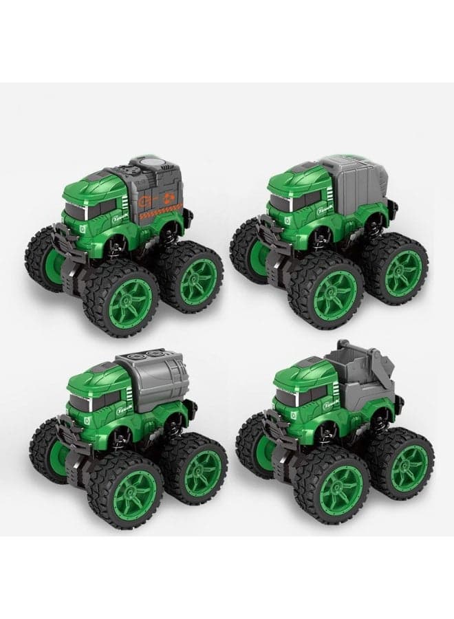 【4PCS Sanitation Pull-Back Vehicles Set】Kids Inertia Engineering Toy Trucks | Vacuum Truck/Compactor Truck/Water Tanker Truck/Articulated Boom Truck Simulation Models | Environmental Education Toys For Boys Girls Aged 3+ | Durable Safe ABS Material | Front-Wheel Drive Rear-Wheel Slide Inertia Syst