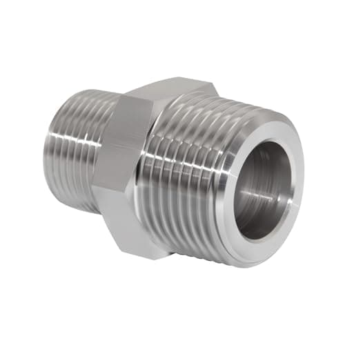 JoyTube Reducer Hex Nipple, 3/4" x 1/2" Male NPT Threaded Reducing Nipple Fitting, 2800psi 304 Stainless Steel Pipe Fitting
