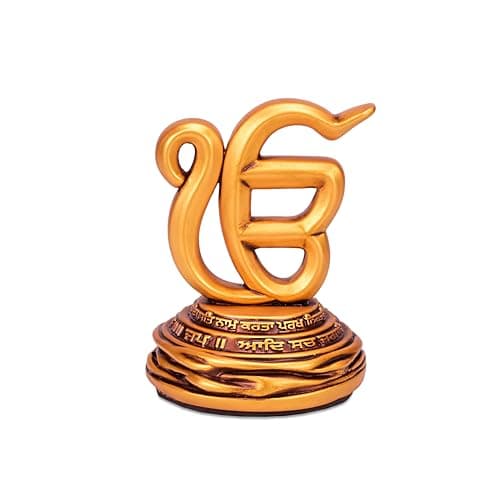 Artarium Ek Onkar Idol for Car Dashboard and Home Decor, Sikh Religious Symbol Showpiece for Office Table, Mandir, Meditation Room, and Gift Purpose, Antique Devotional Statue (3.5 Inch)