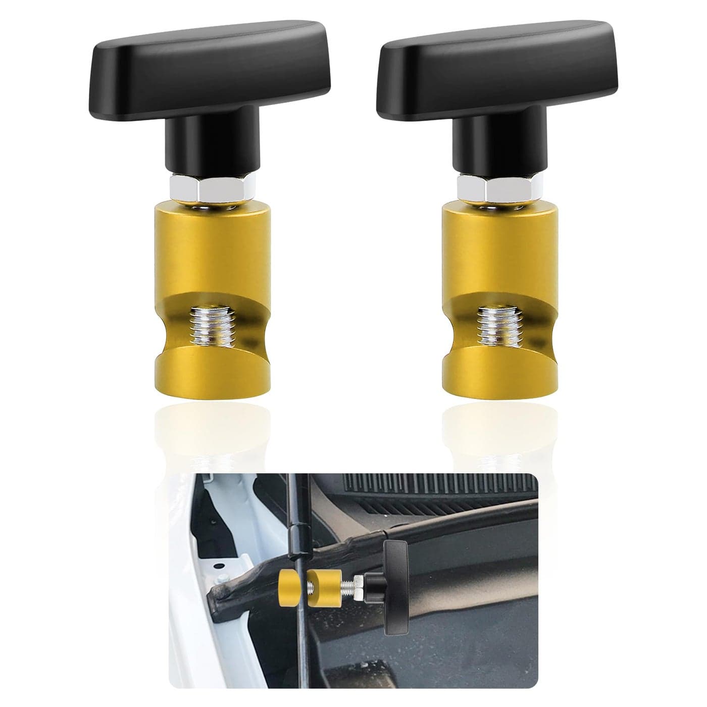2Pcs Hood Strut ClampLifting Camps Car ToolsM14 Spark Plug Gap Spark Plug CaliperCar Hood PropMultiPurpose Snap On Lift Support Clamp for Hoods Tailgates Hatchbacks Trunks Gold