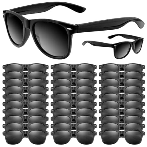 ASTARON Black Novelty Sunglasses Bulk48 pack Neon Novelty Sunglasses Party Favors for Summer Beach Pool Wedding Party Great Gift for Pool Birthday Party Supplies Goody Bag Favors