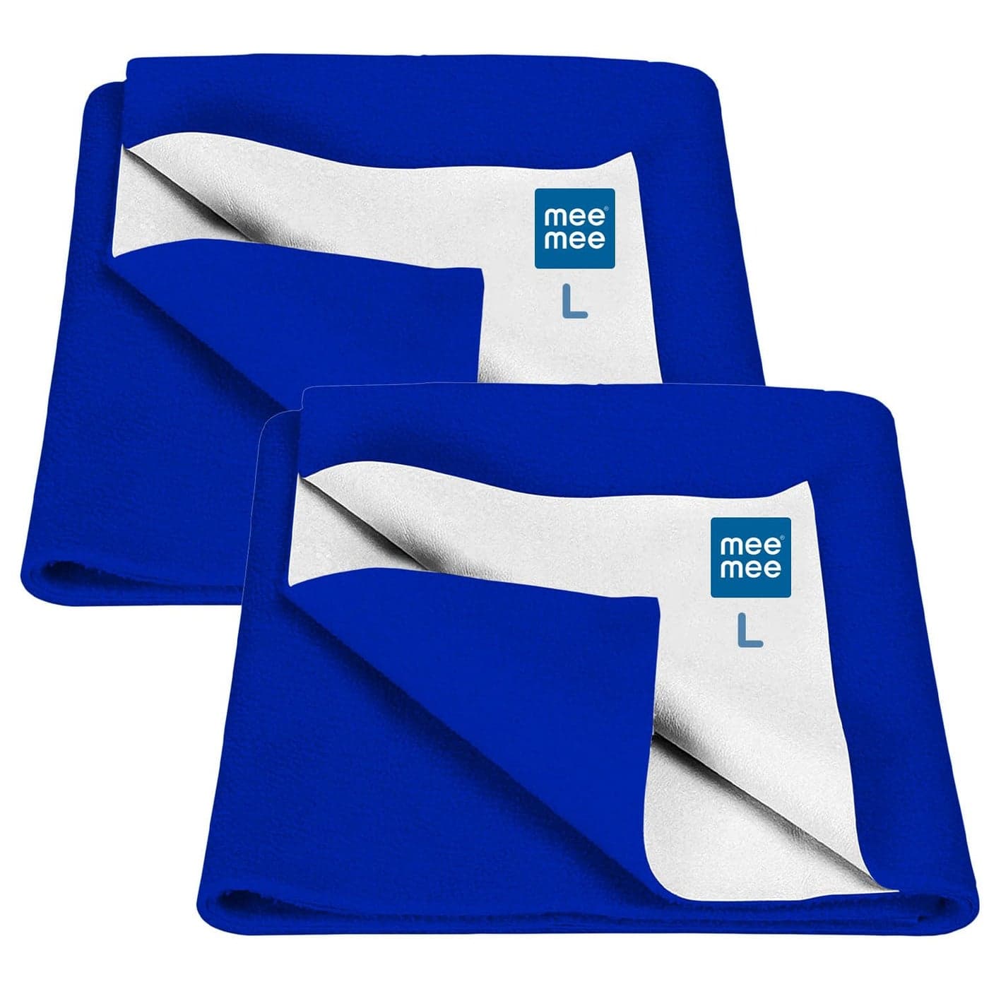 Mee Mee Reusable Water Proof Cotton Bed Protector SheetExtra Absorbent MatDry SheetsUrine SheetDry Mat Pack of 2 Large Royal Blue100CmX140Cm