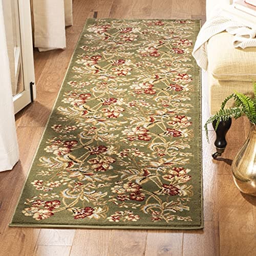 SAFAVIEH Lyndhurst Collection Runner Rug - 2'3" x 6', Sage, Traditional Floral Design, Non-Shedding & Easy Care, Ideal for High Traffic Areas in Living Room, Bedroom (LNH326B)