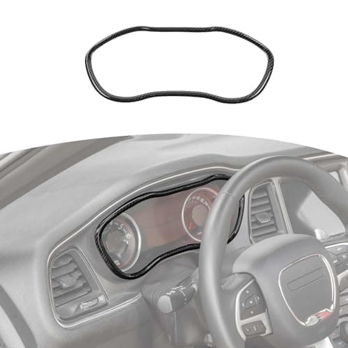 RT-TCZ for Challenger Carbon Fiber Instrument Panel Gauge Trim Cover for Dodge Challenger 2015-2023 Carbon Fiber Interior Accessories