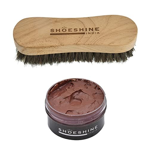 SHOESHINE Natural Shoe Brush & Brown Boot Polish Cream for Leather Shoes (2in1)