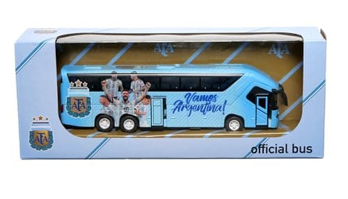 Argentina National Team Official Collectible Miniature Bus Premium DieCast Soccer Bus Toy with FrictionPower Engine PullBack Go Licensed Football Merchandise Fan Display Model