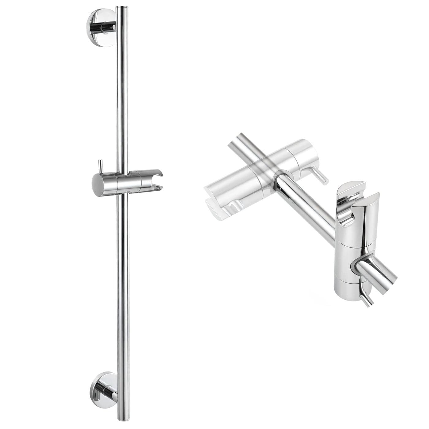 SKOWLL Chrome Shower Slide Bar 26Inch Bathroom Shower Head Holder Bar with Adjustable Handheld Shower Holder Wall Mount Shower Slide Bar No Drill