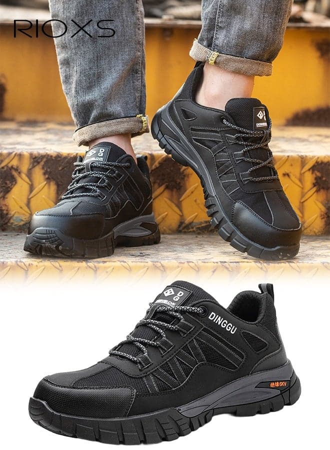 Steel Toe Shoes for Men, Non Slip Trail Shoes, Durable Steel Toe Shoes, Men's Athlesiure Shoes, Safety Puncture Proof Shoes, Composite Toe Safety Work Shoes, Lightweight Hiking Shoes for Male, Comfort Breathable Trainers, Mens Safety Sneakers for Working Walking Outdoor Activities and Daily Wear, Sa