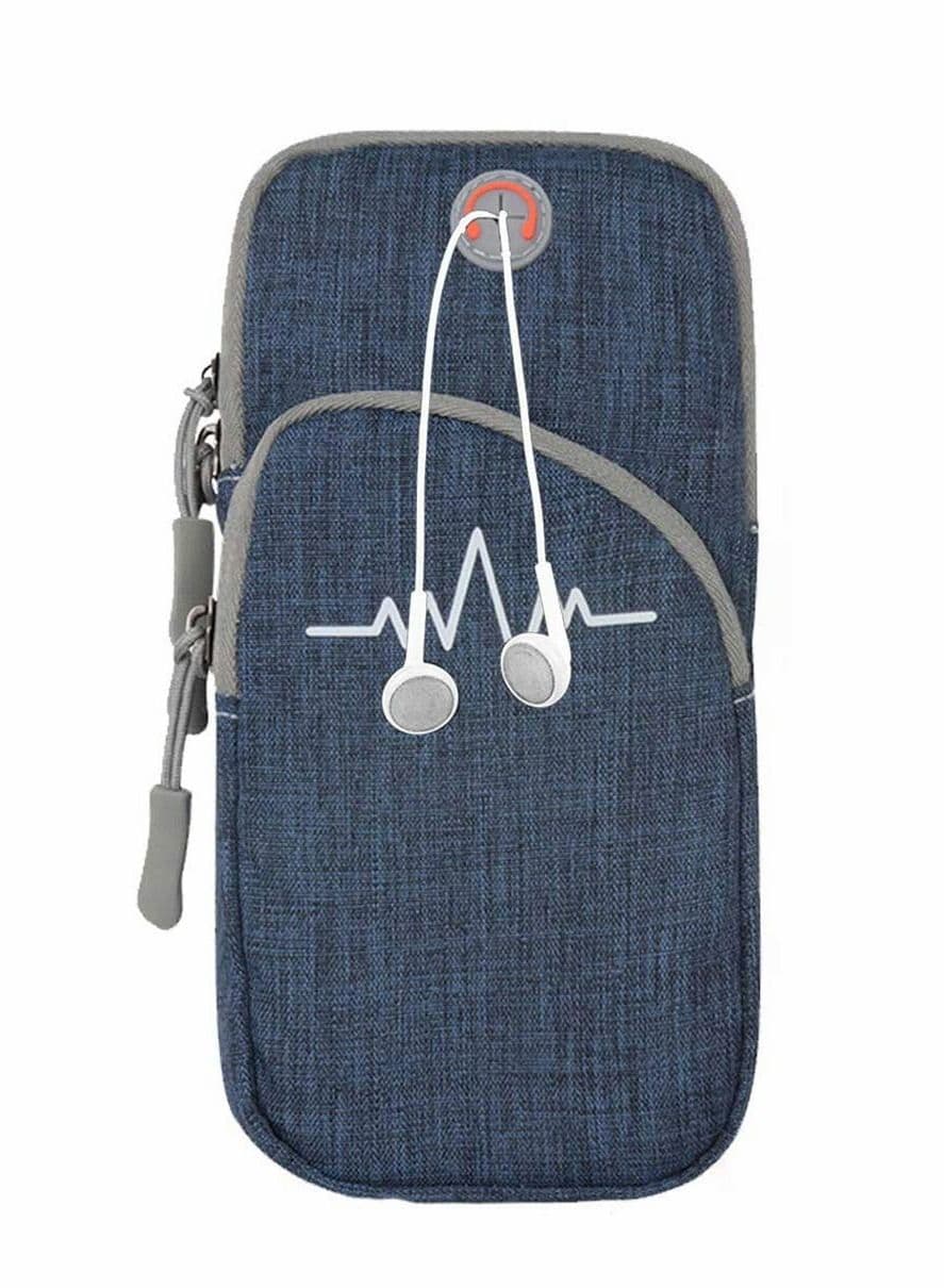 Sports Running Armband Phone Holder, Bag, for iPhone, Samsung and all Android Phones (Navy Blue)