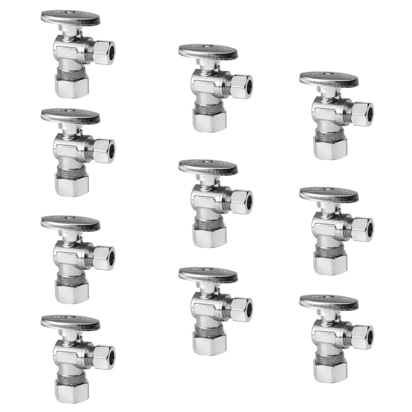 10Pack EFIELD Angle Stop Valve 12 Nominal 58 OD Compression x 38 OD 14TurnVALVE11610PCS