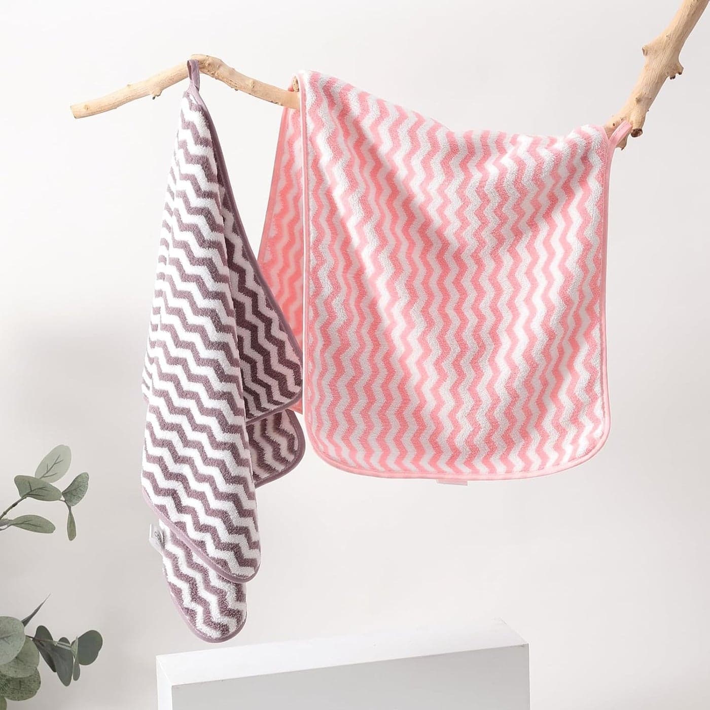 Kuber Industries 2 Piece Hand Towel Set|280 GSM|Gtm & Workout Towels|Super Absorbent & Antibacterial Treatment|Small Size, Travel Friendly (Pink & Purple)