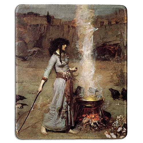dealzEpic - Art Mousepad - Natural Rubber Mouse Pad with Famous Fine Art Painting of Magic Circle (The Witch) by John William Waterhouse - Stitched Edges - 9.5x7.9 inches