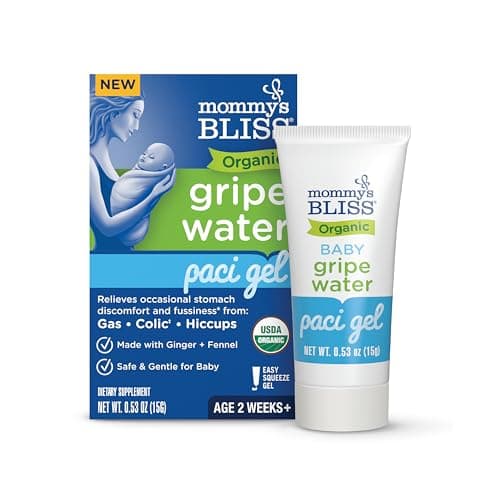 Mommy's Bliss Organic Gripe Water Pacifier Gel for Newborns, Relieves Occasional Stomach Discomfort from Gas, Colic & Fussiness*, Age 2 Weeks +, 0.53 Oz (45 Servings)