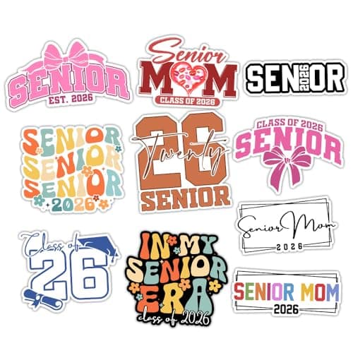 ULTRAVUTT 10PCS (3X3) Senior Year Stickers 2026, Class of 2026 Stickers, Senior car Decorations, Decal for Laptop Water Bottle Phone