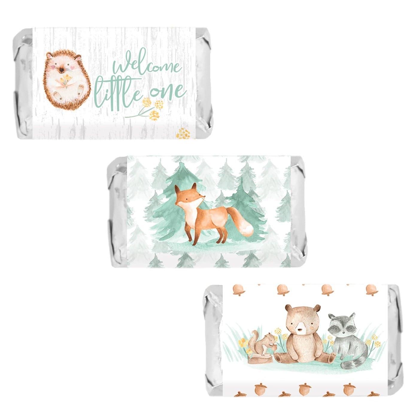 Woodland Baby Shower Mini Candy Bar Wrappers Woodland Creatures Baby Shower Decorations 45 Stickers